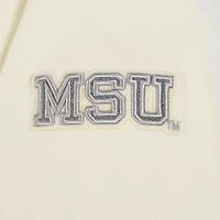 Women's Pro Standard Cream Michigan State Spartans French Terry Boxy Cropped Pullover Crewneck