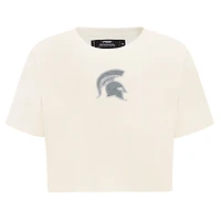 T-shirt court en French Terry inversé Pro Standard pour femme, couleur crème, Michigan State Spartans