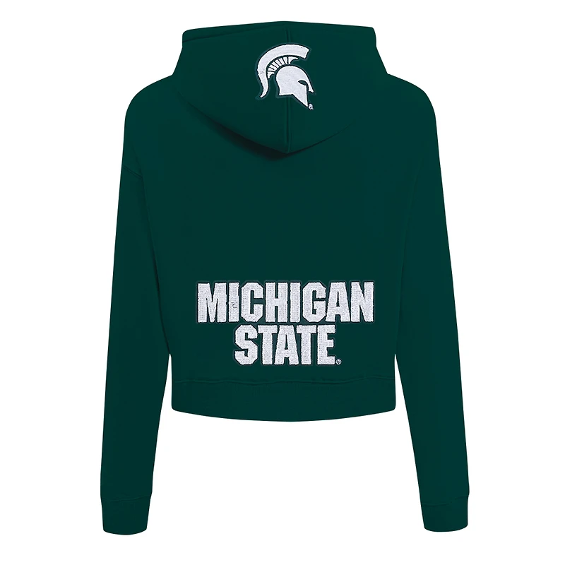 Women's Pro Standard Green Michigan State Spartans Game Day Sequin Full-Zip Hooded Jacket