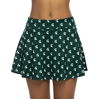 Women's ZooZatz Green Michigan State Spartans All-Over Print Flowy Skort