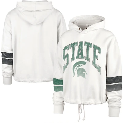 Sweat à capuche court ajustable '47 Cream Michigan State Spartans Harper pour femme