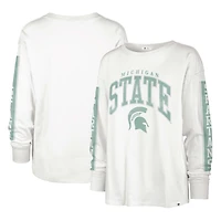 T-shirt à manches longues '47 crème Michigan State Spartans Statement SOA 3-Hit pour femmes