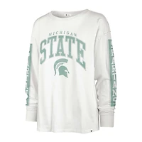 T-shirt à manches longues '47 crème Michigan State Spartans Statement SOA 3-Hit pour femmes