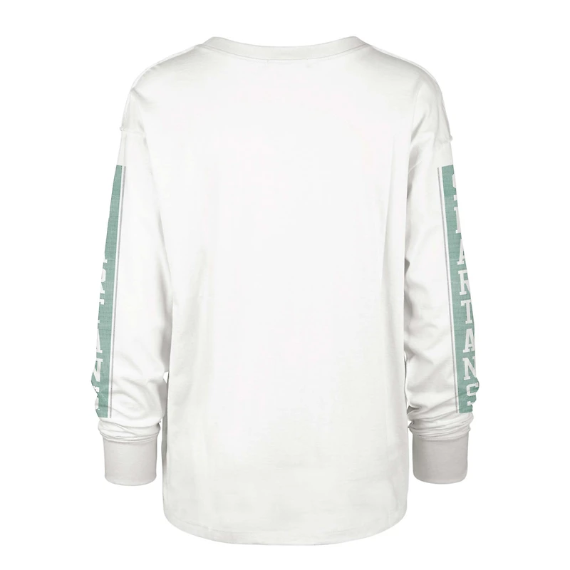 T-shirt à manches longues '47 crème Michigan State Spartans Statement SOA 3-Hit pour femmes