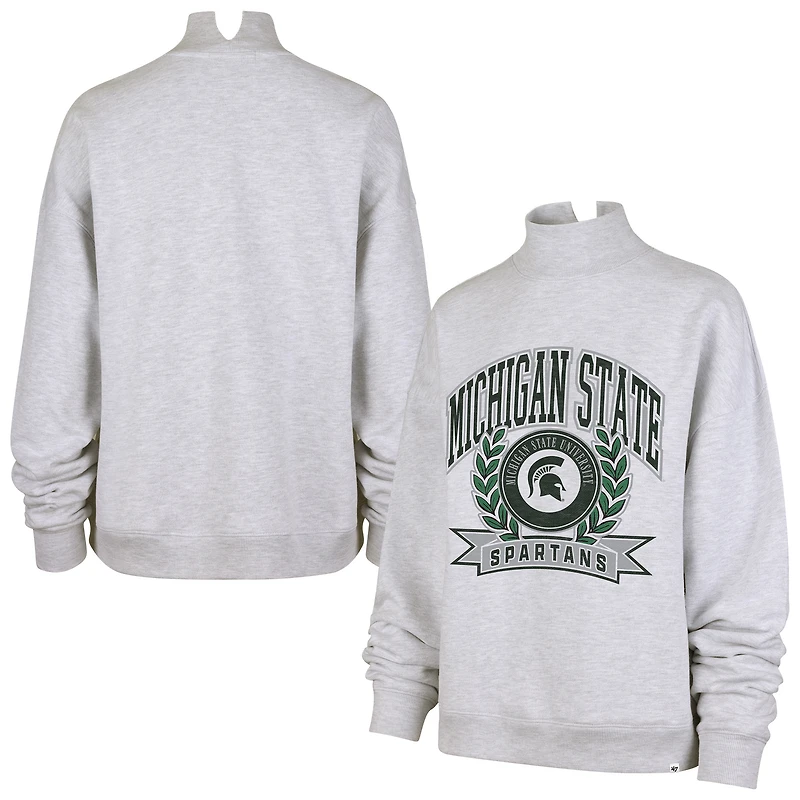 Women's '47 Gray Michigan State Spartans Laurel Arch Mock Neck Sweatshirt