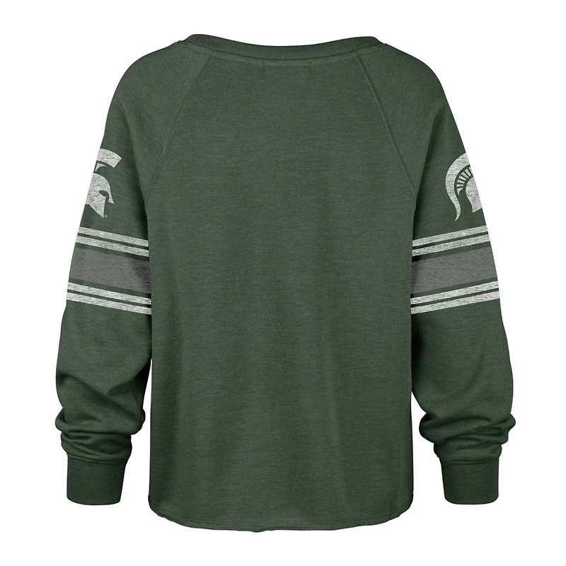 T-shirt court à manches longues raglan Allie Modest '47 pour femmes, Michigan State Spartans, vert