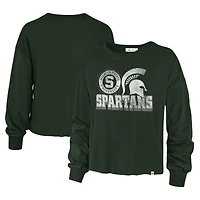T-shirt à manches longues et taille haute pour femmes '47 vert Michigan State Spartans Bottom Line Parkway