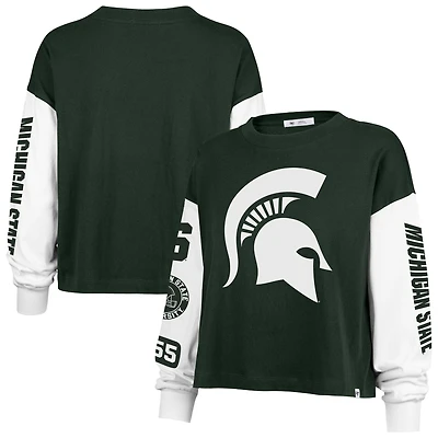 T-shirt à manches longues vert « 47 » pour femme des Spartans de l'État du Michigan Sydney