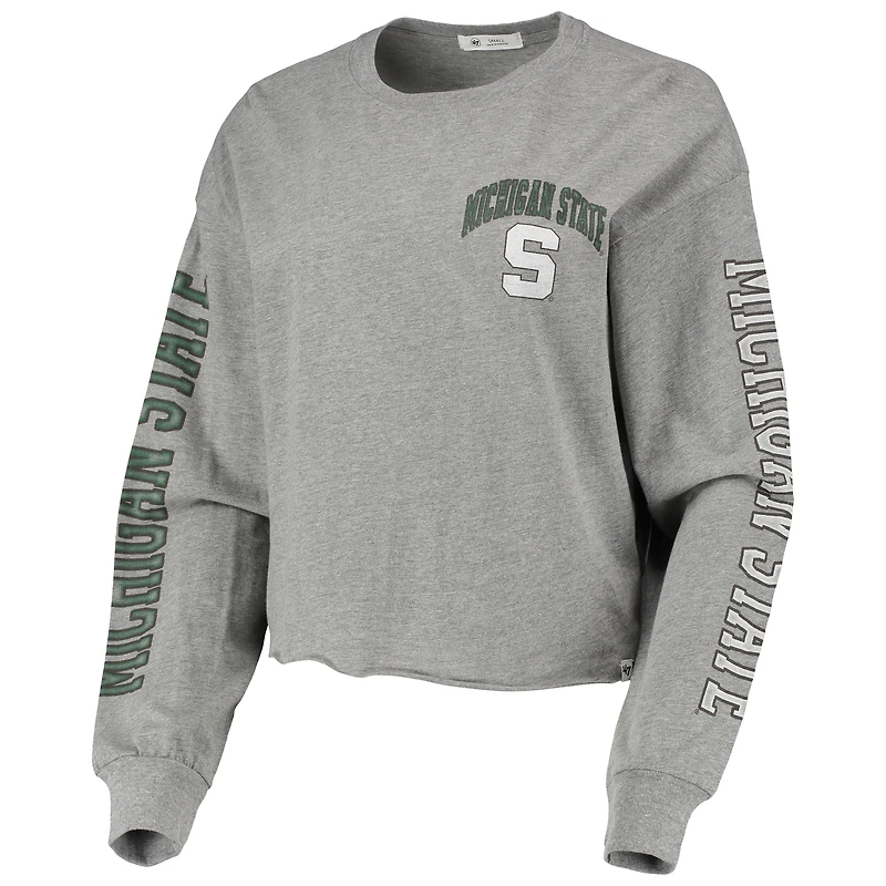 T-shirt court à manches longues Ultra Max Parkway des Michigan State Spartans '47 pour femmes, gris chiné