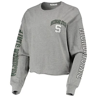 T-shirt court à manches longues Ultra Max Parkway des Michigan State Spartans '47 pour femmes, gris chiné