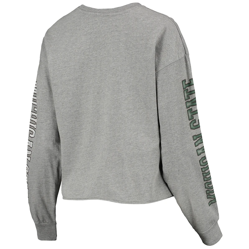 T-shirt court à manches longues Ultra Max Parkway des Michigan State Spartans '47 pour femmes, gris chiné