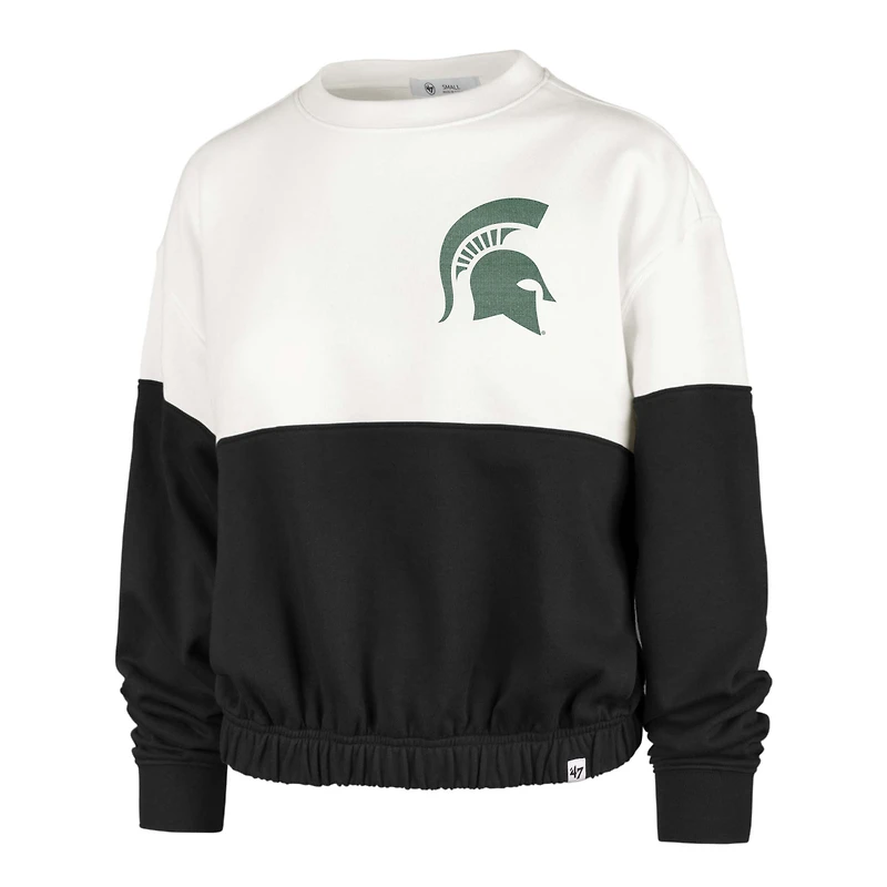 Women's '47 White/Black Michigan State Spartans Take Two Bonita Pullover Sweatshirt