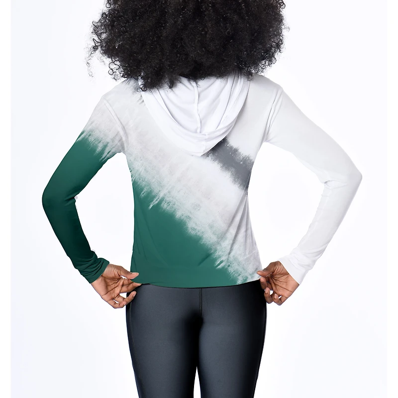 Women's Certo White Michigan State Spartans Tie-Dye Hooded Long Sleeve T-Shirt