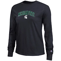 Women's Champion Black Michigan State Spartans Arch Over Logo Long Sleeve T-Shirt