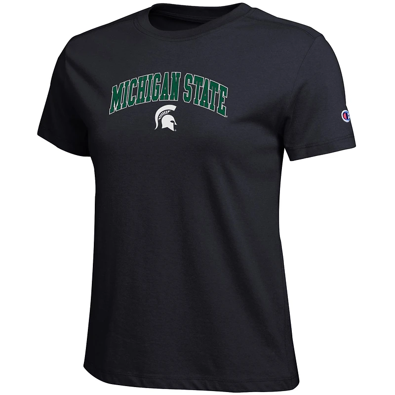 T-shirt blanc avec logo arqué des Spartans de l'État du Michigan, championne féminine