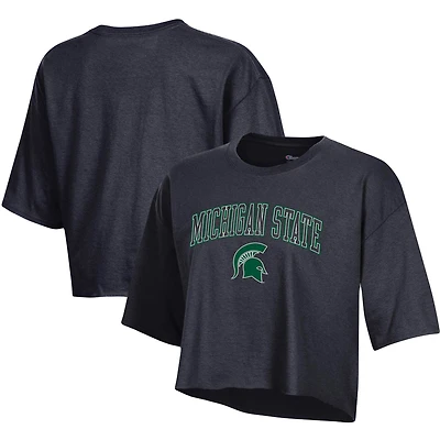T-shirt court noir Champion des Spartans de l'État du Michigan pour femmes