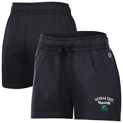 Short Champion noir pour femmes, modèle Michigan State Spartans Powerblend à taille élastique