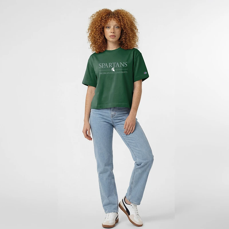 T-shirt court à logo Champion vert Michigan State Spartans pour femmes