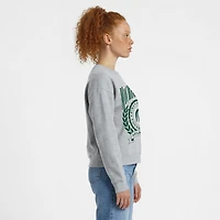Women's Champion  Heather Gray Michigan State Spartans Academic Crest Powerblend Crewneck Sweatshirt