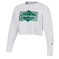Sweat-shirt court à armure inversée Champion Spartans de l'État du Michigan, gris chiné, pour femme
