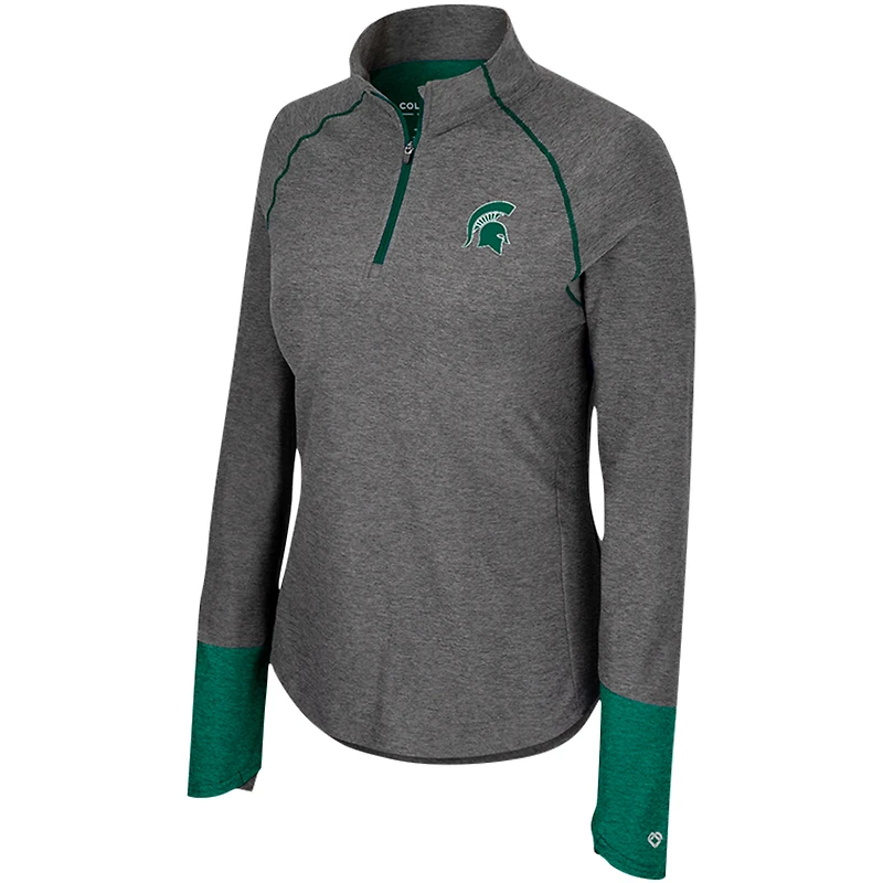 Haut noir à manches raglan et quart de zip Colosseum Michigan State Spartans Morningside pour femmes