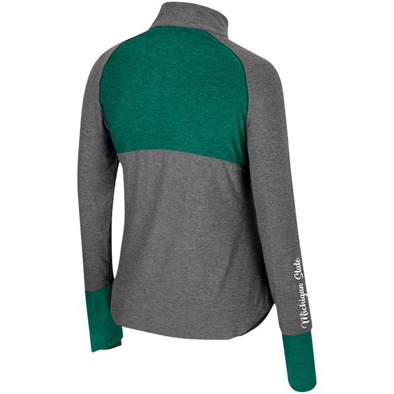 Haut noir à manches raglan et quart de zip Colosseum Michigan State Spartans Morningside pour femmes