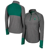 Haut noir à manches raglan et quart de zip Colosseum Michigan State Spartans Morningside pour femmes