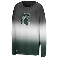 T-shirt à manches longues Winkle Dip Dye noir pour femme Colosseum Michigan State Spartans