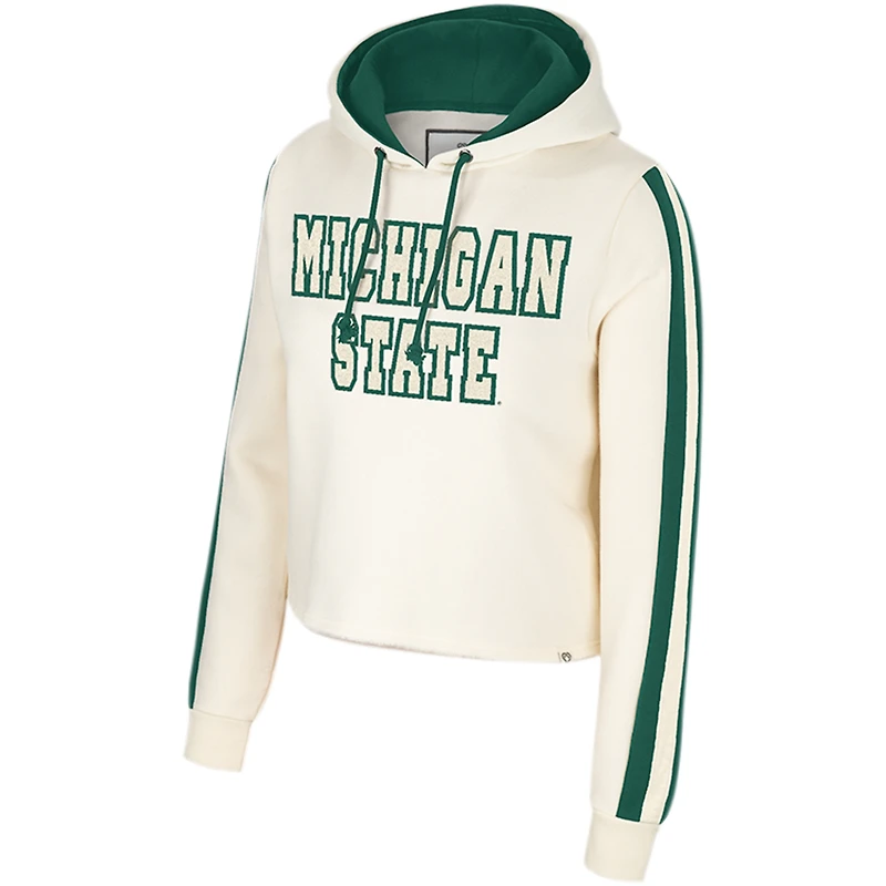 Women's Colosseum Cream Michigan State Spartans Perfect Date Cropped Pullover Hoodie