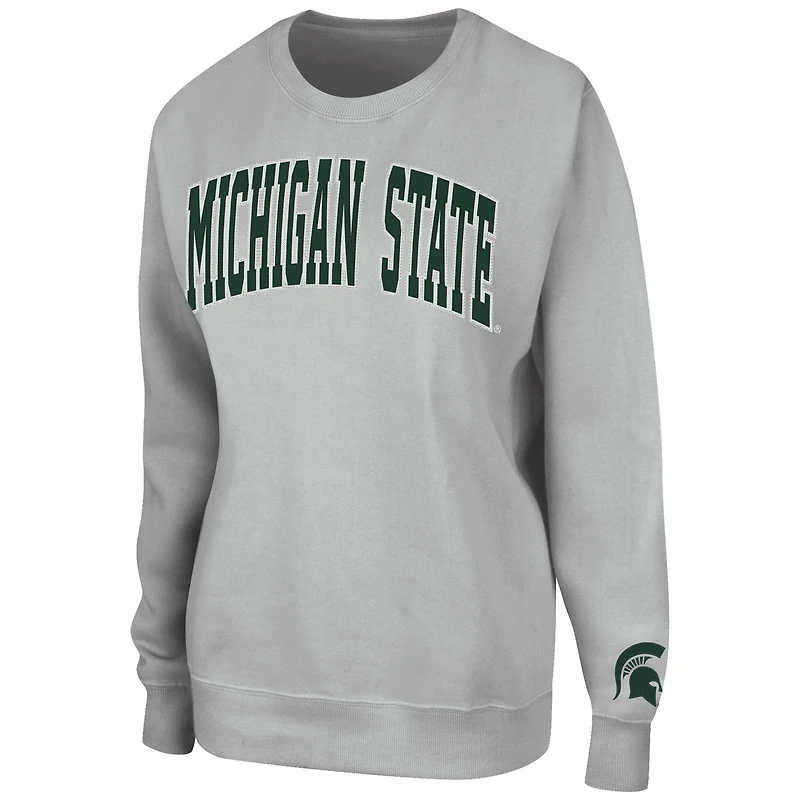 Women's Colosseum Gray Michigan State Spartans Campanile Pullover Sweatshirt