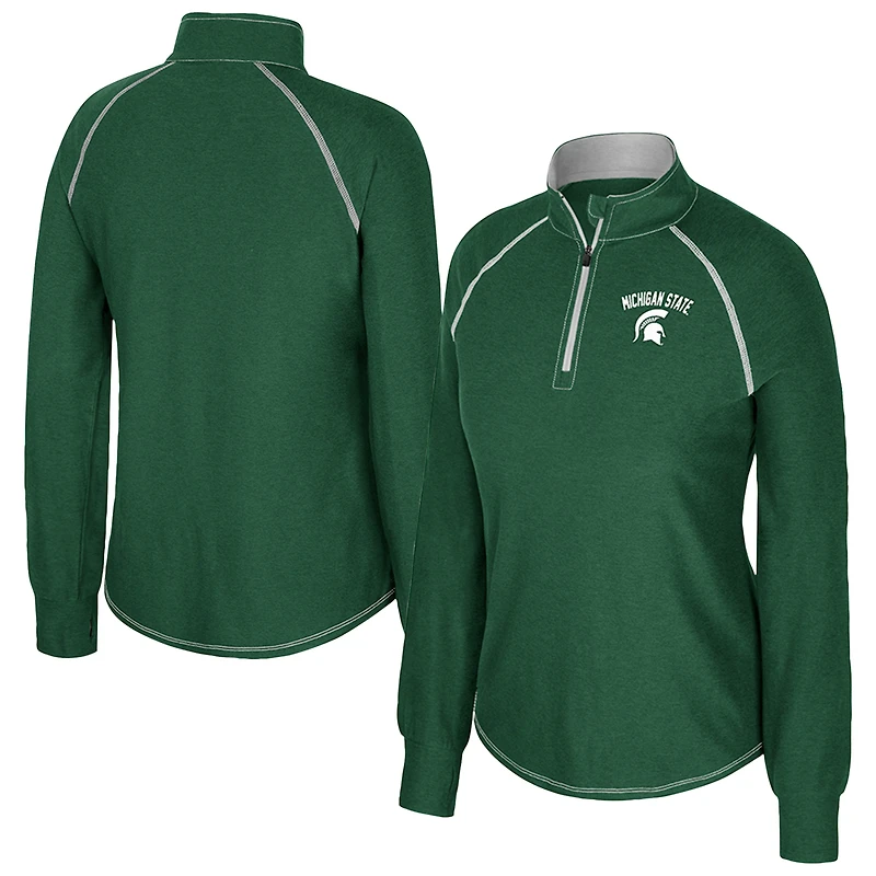Women's Colosseum Green Michigan State Spartans Bikram Raglan Quarter-Zip Top
