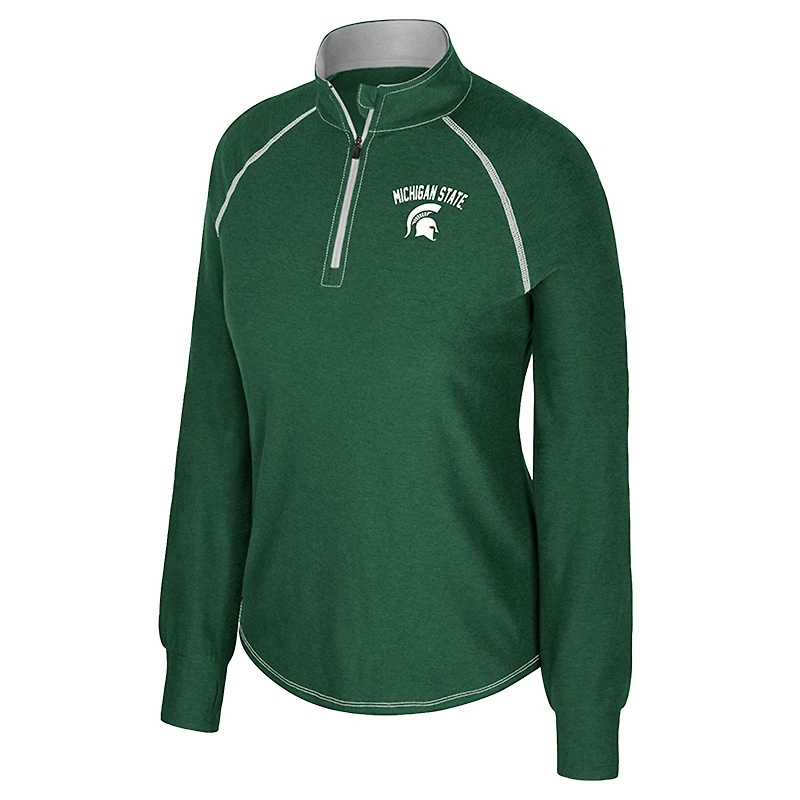 Women's Colosseum Green Michigan State Spartans Bikram Raglan Quarter-Zip Top