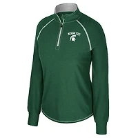 Women's Colosseum Green Michigan State Spartans Bikram Raglan Quarter-Zip Top