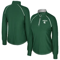 Women's Colosseum Green Michigan State Spartans Bikram Raglan Quarter-Zip Top
