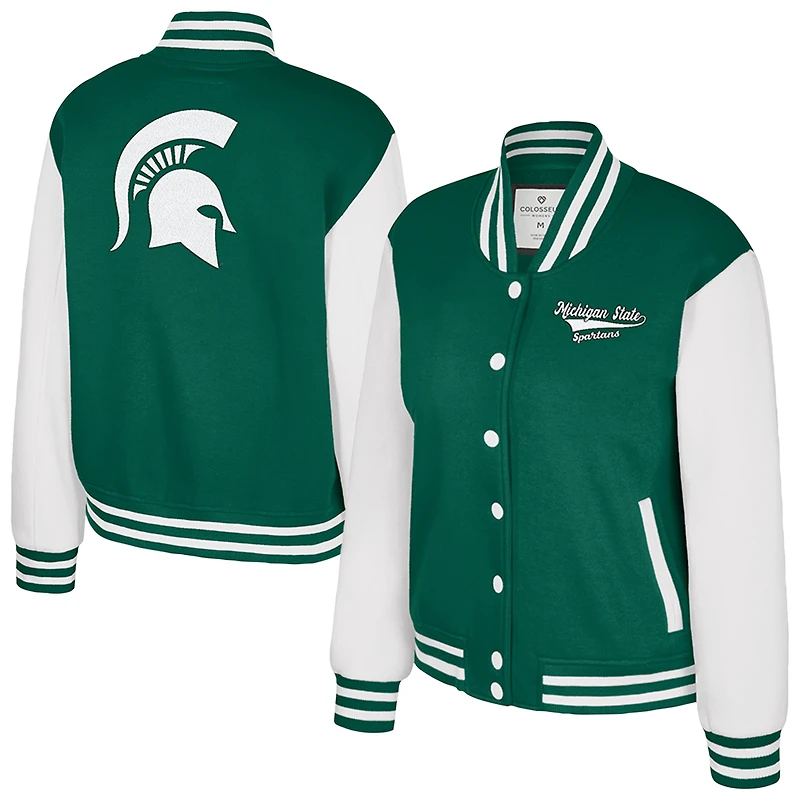 Women's Colosseum Green Michigan State Spartans French Baguette Full Snap Fleece Jacket