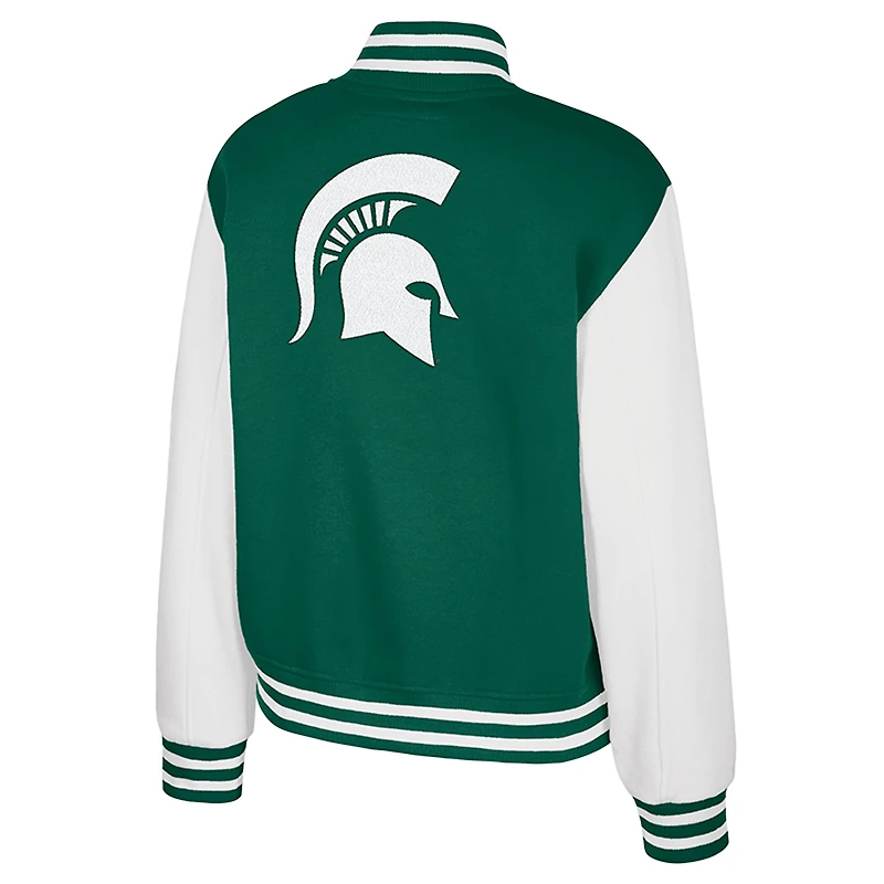 Women's Colosseum Green Michigan State Spartans French Baguette Full Snap Fleece Jacket