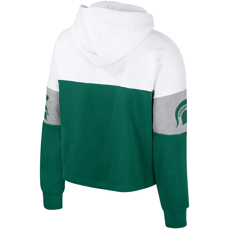Sweat à capuche blocs de couleurs Nora des Spartans l'État du Michigan vert Colosseum pour femmes