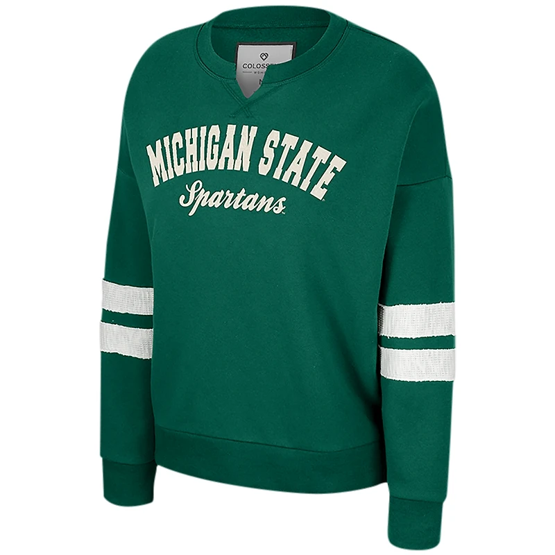 Sweat-shirt vert Colosseum pour femmes des Spartans de l'État du Michigan Perfect Date à col cranté
