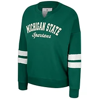 Sweat-shirt vert Colosseum pour femmes des Spartans de l'État du Michigan Perfect Date à col cranté