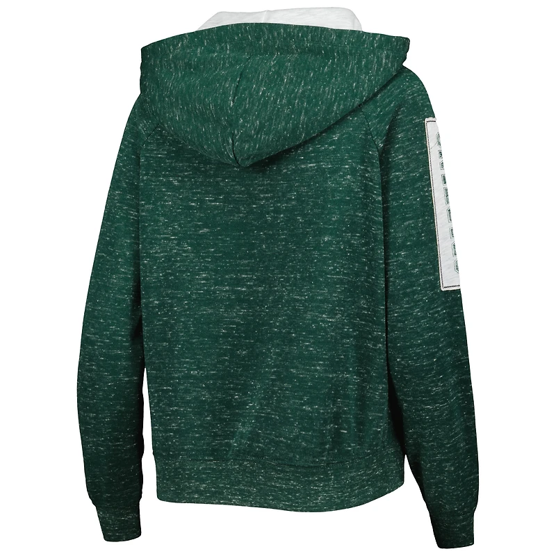 Colosseum Green Michigan State Spartans The Devil Speckle Lace-Placket Raglan Sweat à capuche pour femme