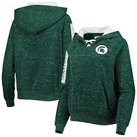 Colosseum Green Michigan State Spartans The Devil Speckle Lace-Placket Raglan Sweat à capuche pour femme