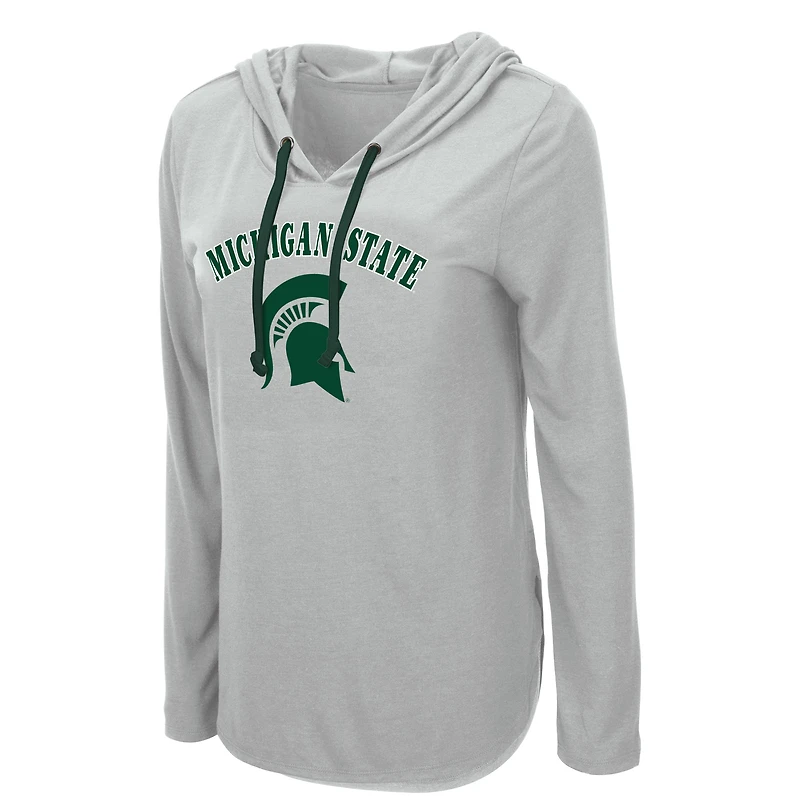 Colosseum Heather Grey Michigan State Spartans My Lover T-shirt à capuche léger manches longues pour femme