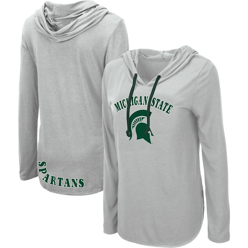 Colosseum Heather Grey Michigan State Spartans My Lover T-shirt à capuche léger manches longues pour femme