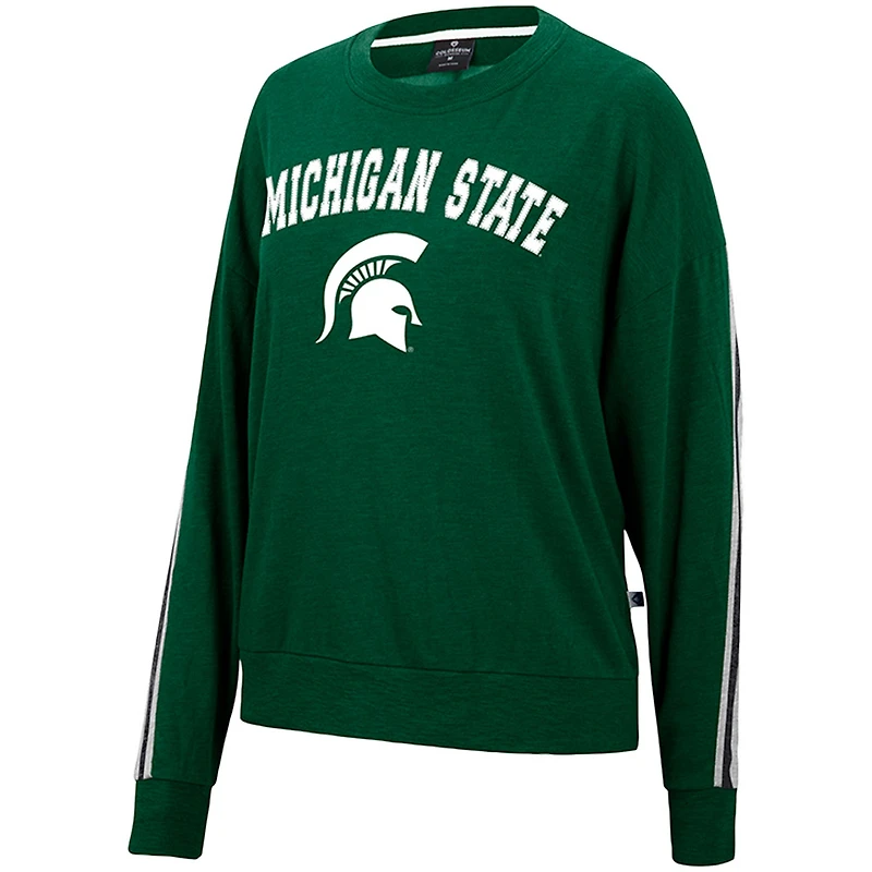 Sweat-shirt oversize Colosseum vert chiné pour femme, équipe des Spartans de l'Université d'État du Michigan