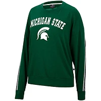 Sweat-shirt oversize Colosseum vert chiné pour femme, équipe des Spartans de l'Université d'État du Michigan