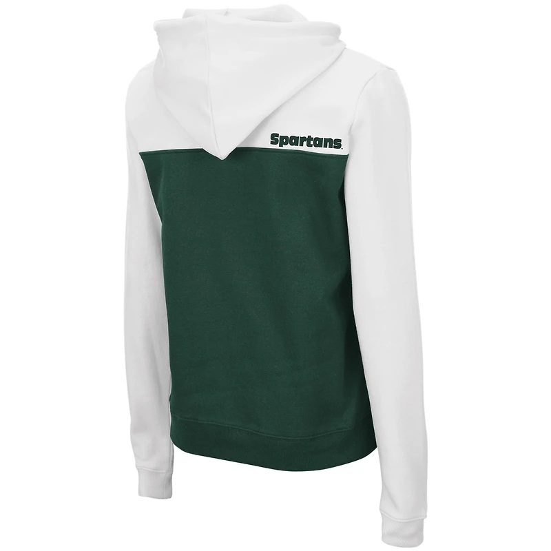 Sweat à capuche léger demi-zip Colosseum blanc/vert pour femmes Michigan State Spartans Aidan
