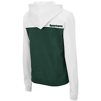 Sweat à capuche léger demi-zip Colosseum blanc/vert pour femmes Michigan State Spartans Aidan