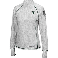 Women's Colosseum White Michigan State Spartans OHT Military Appreciation Officer Arctic Camo Fitted Lightweight 1/4-Zip Jacket