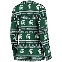 Women's Concepts Sport Green Michigan State Spartans Holiday Long Sleeve Top & Pants Sleep Set