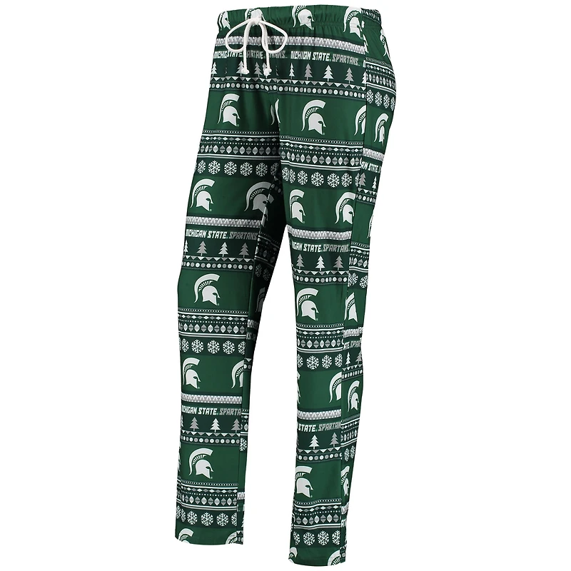 Ensemble de nuit pour femme Concepts Sport Green Michigan State Spartans Holiday, haut à manches longues et pantalon